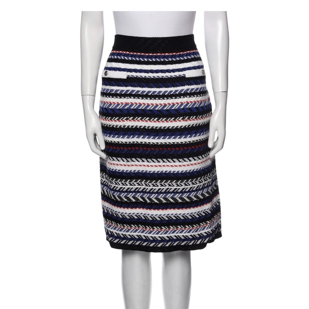 Chanel knit striped pencil skirt size 46 (14).